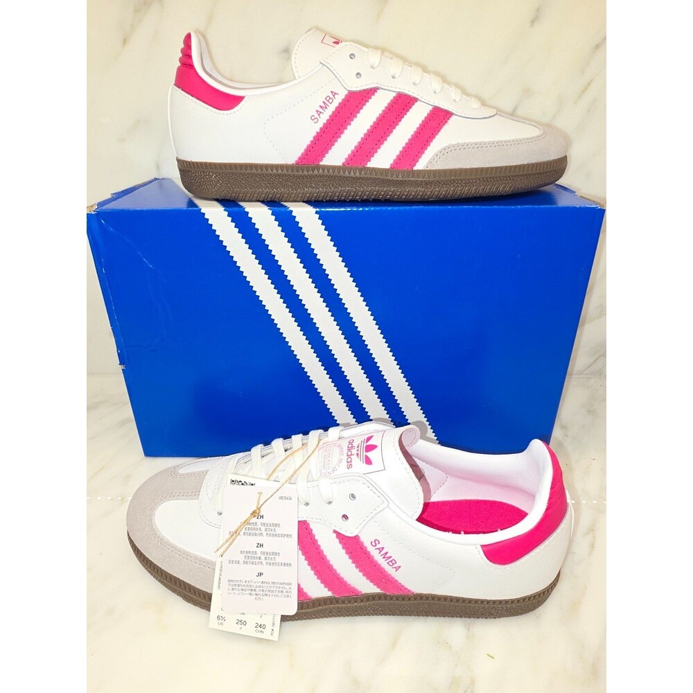 adidas Samba OG J Big Kids 6.5 | 7.5W White Real Magenta Gum KK3556 New With Box
